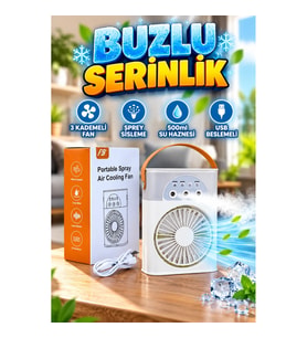 Mini USB Klima Fan 3 Kademeli Spreyli Hava Soğutucu 500ml Su Hazneli Taşınabilir Fan