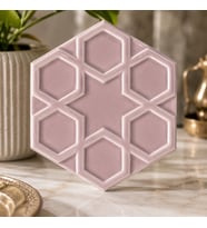 Armada Çini 15x17 Cm Rölyefli Yıldız Açık Pembe Altıgen Seramik