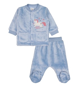 Civil Baby Unicorn Nakışlı 1-9 Ay Pijama Takımı - Mavi