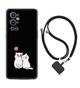 Tecno Spark 9 Pro Kılıf Silikon Boyun Askılı İpli Desenli Silikon Love Cats 1690