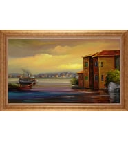 Çerçeveli Paspartulu Manzara Tablo bm0762 (Gold)
