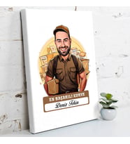 Kişiye Özel Hediye Karikatürlü En İyi Erkek Kurye Kanvas Tablo