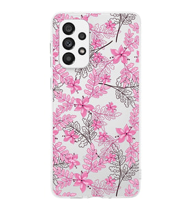 Samsung Galaxy A23 Uyumlu Kapak Floral Pembe Tasarımlı Şeffaf Silikon Kılıf