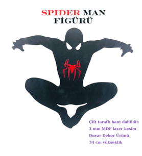 Spider-Man (Örümcek Adam) Figürlü Duvar Dekor Ürünü TRY039 (Mat Siyah)