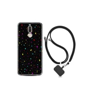 Huawei Mate 10 Lite Kılıf Silikon Desen Boyun Askılı Puantiye Ve Ay 1726
