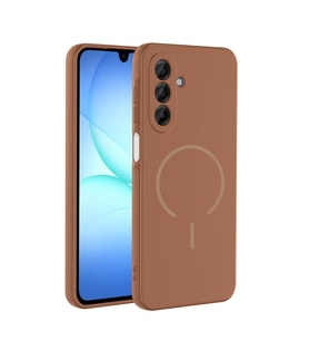 Galaxy A17 Kılıf Kamera Çıkıntılı Magsafe Şarj Özellikli Lüx Meta Kapak (Kahverengi)