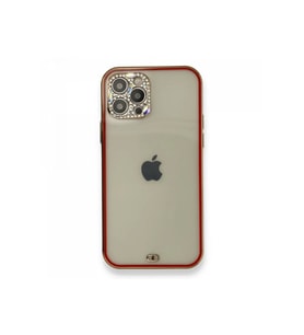 Newface Apple iPhone 12 Pro Kılıf Liva Taşlı Silikon - Kırmızı