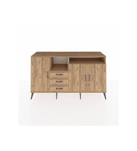 Kronos Konsol 5 Raflı 3 Çekmeceli 3 Kapaklı 176x59x99 Çam-Çam
