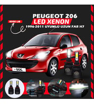 Peugeot 206 1996-2011 Uzun Far Uyumlu Şimşek Etkili Led Xenon Light Series H7