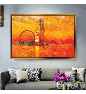 Altın Çerçeveli dekoratif tablo l464 (Gold)