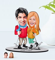 BK Gift Kişiye Özel İsimli Sevgililer Karikatürlü Ahşap Biblo Model-107