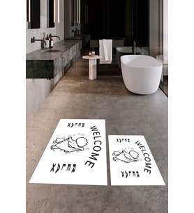 EVDEYA Dijital Baskılı Modern Yıkanabilir İkili Banyo Halısı Paspas Klozet Takımı, KLOZET-11-BEYAZ, (Beyaz)