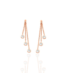 Gümüş rose zirkon taşlı zincir ışıltısı küpe SGTL12664ROSE