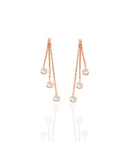 Gümüş rose zirkon taşlı zincir ışıltısı küpe SGTL12664ROSE