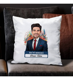 Kişiye Özel Hediye Karikatürlü En Yakışıklı Borsacı Yastık