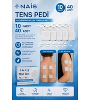 10 Paket, 40 Adet Nais Gold Tens Elektrod Pedi 5x5 Cm Extra Güçlendirilmiş Yapışkanlı Kumaş, Tens Pedi Elektrot - Cilt Dostu Jel - Yüksek İletkenlik - Tens Cihazları İle Uyumlu