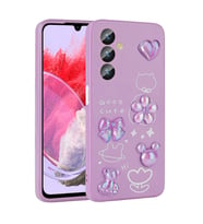 Samsung Galaxy M34 5G Uyumlu Kılıf Kabartma Figürlü Parlak Zore Toys Silikon Kapak (Mor)