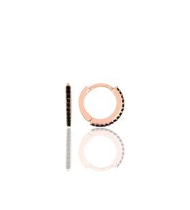 Gümüş rose siyah taşlı 12 mm halka küpe SGTL11299SIYAH