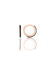 Gümüş rose siyah taşlı 12 mm halka küpe SGTL11299SIYAH
