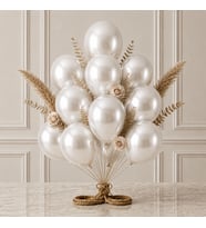 Beyaz Renk Lateks Metalik Balon (30 cm) - 12 Adet