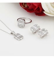 Baget Zirkon Taşlı Gümüş Bayan Set