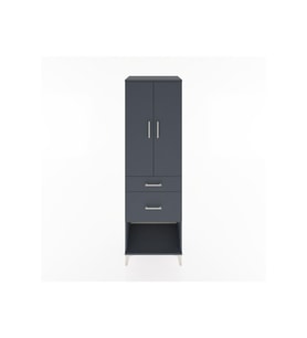 Hyperion Dolap 3 Raflı 2 Çekmeceli 2 Kapaklı 60x44x195 Antrasit-Antrasit