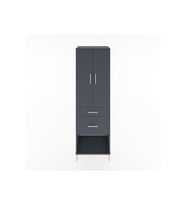 Hyperion Dolap 3 Raflı 2 Çekmeceli 2 Kapaklı 60x44x195 Antrasit-Antrasit
