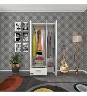 Kenzlife gardırop 3 kapaklı kapılı çekmeceli yasemin 168*80*42 byz ayaklı gardolap dolap (Karışık)