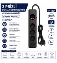 SH-4634 Akım Korumalı Dijital Priz