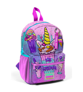 Minik Yuva Sırt Çantası Pembe Mor Milkshake Dondurma Desenli İki Bölmeli 23549