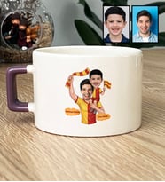 Kişiye Özel Karikatürlü Sarı Kırmızı Taraftar Baba Oğul Lüks Fincan Babalar Günü Hediyesi