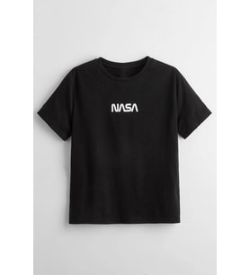 Çocuk Nasa Pamuklu Tshirt (Siyah)