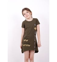 Toontoy Kız Çocuk So Chıc Baskılı Elbise (Haki)