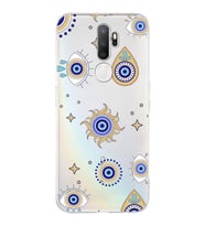 PrintiFy Oppo A9 2020  ile Uyumlu 1mm Slim Fit Nazar Boncuğu 5 Baskılı Şeffaf  Kılıf