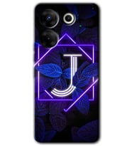 Tecno Camon 20 Pro 4G Kılıf HD Desen Baskılı Kılıf - Dark Neon Yaprak J Harfi