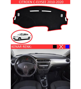 Citroen C-elysee 2010-2020 Için Uygun Torpido Koruma Halısı Siyah Kenar Renk Kırmızı
