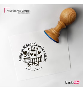 Kalp Kupa Kişiye Özel Kitap Damgası Kitap Mührü Kaşe Kitap Mühür Özel Damga 445