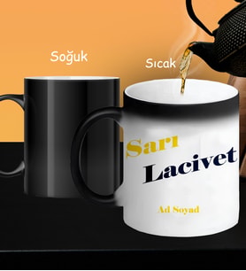Kişiye Özel Sarı Lacivert Taraftar Tasarımlı Sihirli Kupa Bardak