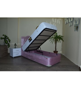 Baza Yatak Başlık 14237 Ful Ortapedik Yatak Taytüy Pembe Silin Metal 100*200