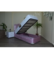 Baza Yatak Başlık 14237 Ful Ortapedik Yatak Taytüy Pembe Silin Metal 100*200
