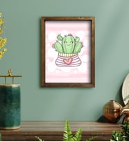 BK Gift Kaktüs Tasarımlı Doğal Masif Ahşap Çerçeveli Tablo 30x40cm-2