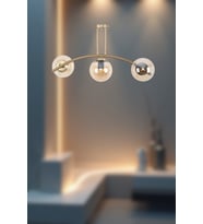 Zenlux Sarkıt 3'li Camlı Avize - Şık Tasarımlı Modern Avize (Eskitme Altın)