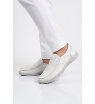Voyager Erkek Beyaz Hakiki Deri Hafızalı Rahat Taban Şık Smart Casual Ayakkabı Loafer M741 M