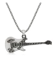 Gümüş Elektro Gitar Erkek Kolye