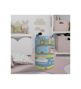 MEKTA HOME BEBEK VE ÇOCUK ODASI Şehir Desenli Oyuncak Sepeti