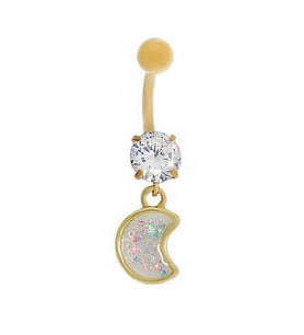 Kadın Ay ve Tektaş Model Gold Renk Çelik Piercing