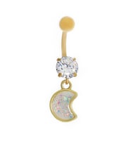 Kadın Ay ve Tektaş Model Gold Renk Çelik Piercing