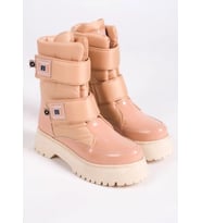 Mergenshoes Z0235 Pudra Cırtlı Kışlık Kadın Kar Botu