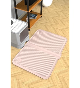 Silikon Kum Ve Mama Matı Havuzlu Yıkanabilir Kedi Tuvaleti Önü Kedi Kumu Paspası Büyük Boy 40X60 Pudra,515201706