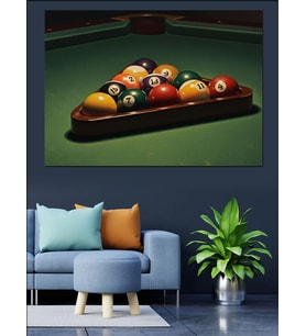 Bilardo Masasında Renkli Toplar Dizisi Dekoratif Kanvas - Mdf Ahşap Tablo